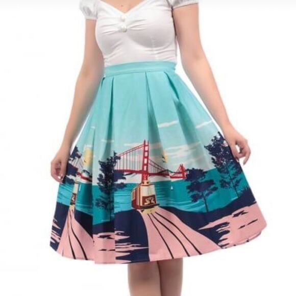 Collectif Dresses & Skirts - San Francisco Swing Skirt S 6 Golden Gate Bridge Novelty 50s Retro Collectif